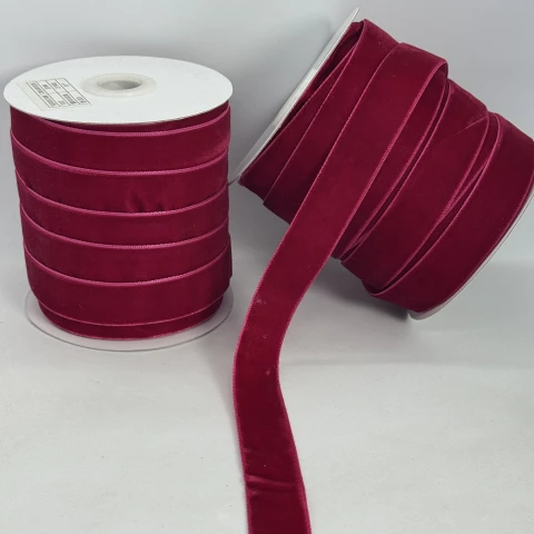 Стрічка оксамит 2 см (25 ярдів/22,75 м.), 81 темний кораловий