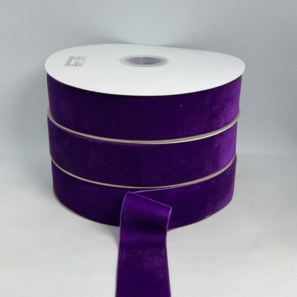 Стрічка оксамит 3.8 см (25 ярдів/22,75 м.), 58 баклажан