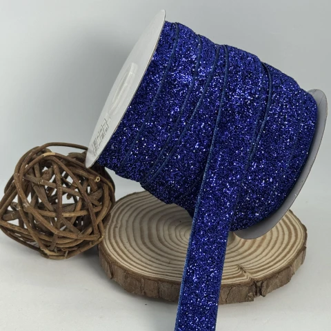 Стрічка оксамитова парча люрекс 2 см (25 ярдів/22,75 м.), 26 темний синій