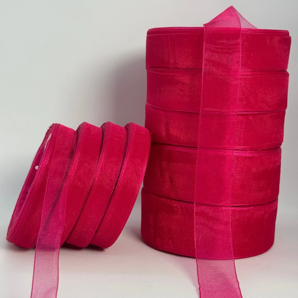 Стрічка органза 4 см (4*50 ярдів/45 м.), 1028 малиновий