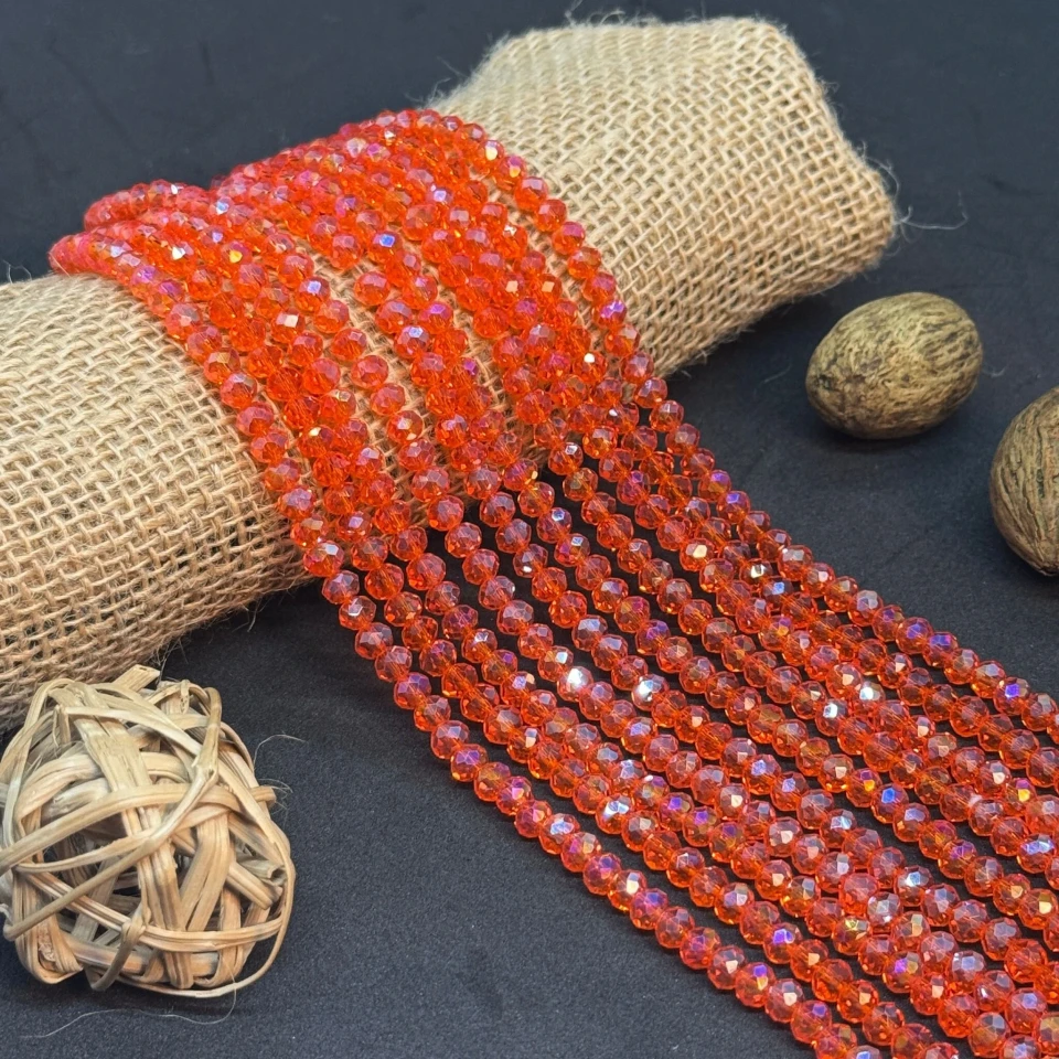 Хрусталь на нитці 6 мм (10*83 шт.), М131 помаранчевий