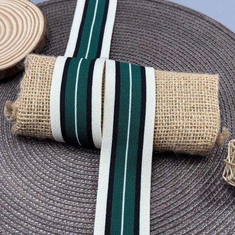 Лампас трикотажний 4 см (40 м), білий+бірюза