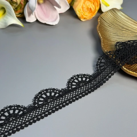 Мереживо поліестер ВВ202169 4,5 см.(15 ярдів/13.5 м.), чорний