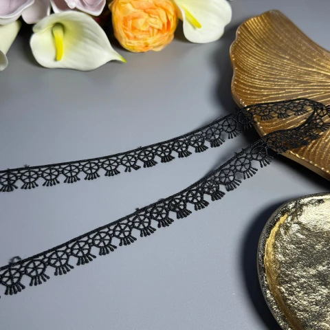 Мереживо поліестер ВВ104791 2 см. (30 ярдів/27.3 м.), чорний