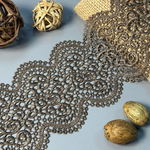 Мереживо поліестер 37 11 см.(20-22 метрів), світлий бежевий (20 метрів)