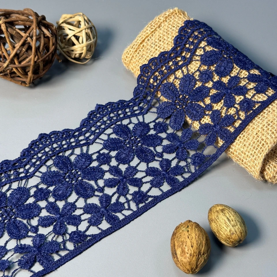 Кружева полиэстер 147 10 см.(19.8-20 метров), синий (19.8 метров)