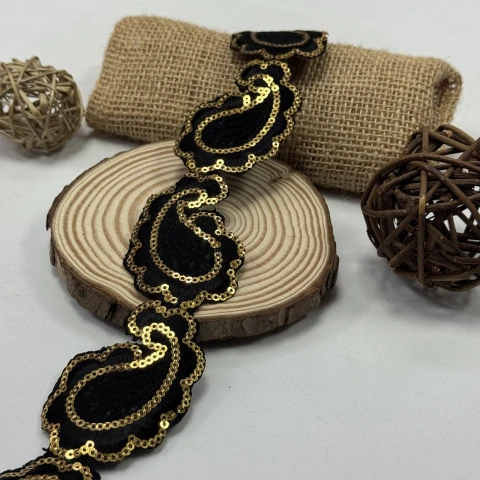 Тасьма клейова люрекс 7107 (4.8 м), чорний