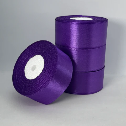 Стрічка атласна 4 см (5*36 ярдів) , 46 фіолетовий-баклажановий
