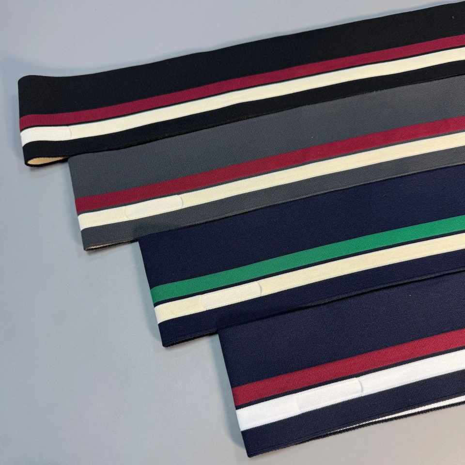 Пояс трикотажний довяз D#4 спорт (8.5см*90 см), чорний+молочний