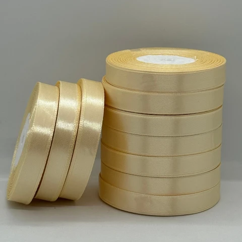 Стрічка атласна 1.2 см (10*36 ярдів), 02 темний молочний