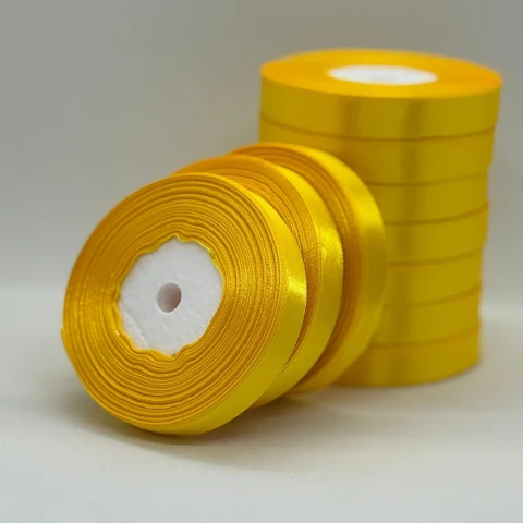 Стрічка атласна 1.2 см (10*36 ярдів), 132 жовтий