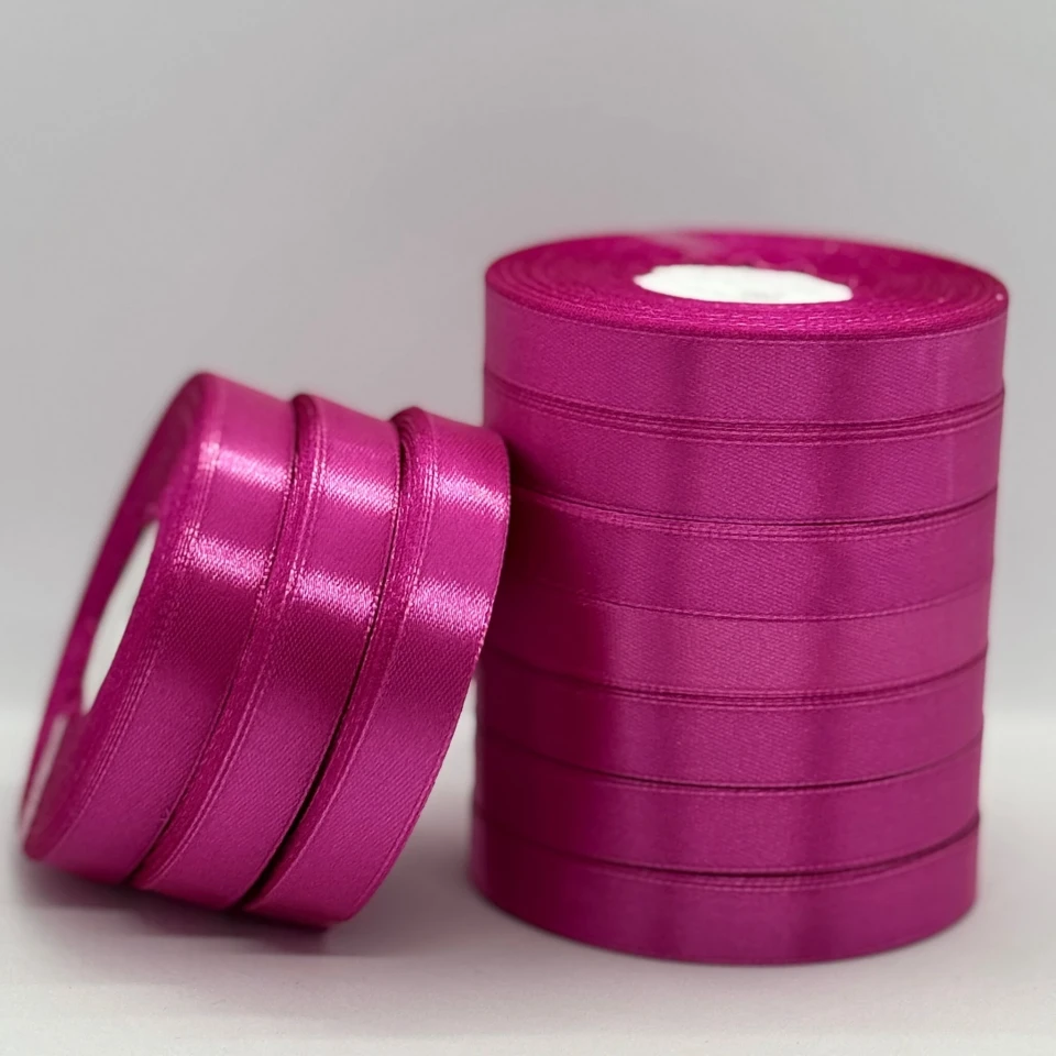Стрічка атласна 1.2 см (10*36 ярдів), 95 фуксія