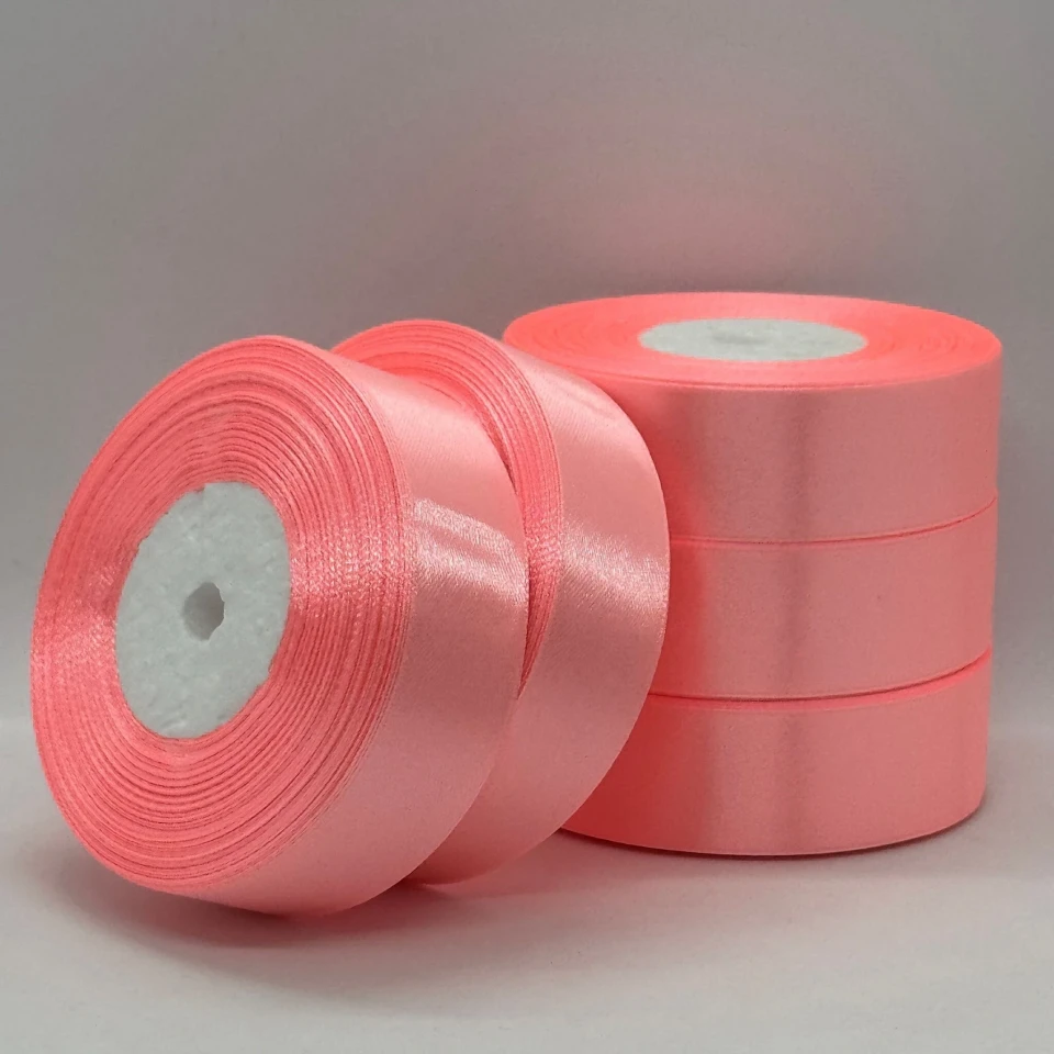 Стрічка атласна 2.5 см (5*36 ярдів), 89 світлий персик