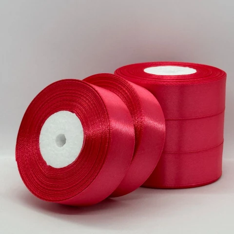 Стрічка атласна 2.5 см (5*36 ярдів), 129 кораловий