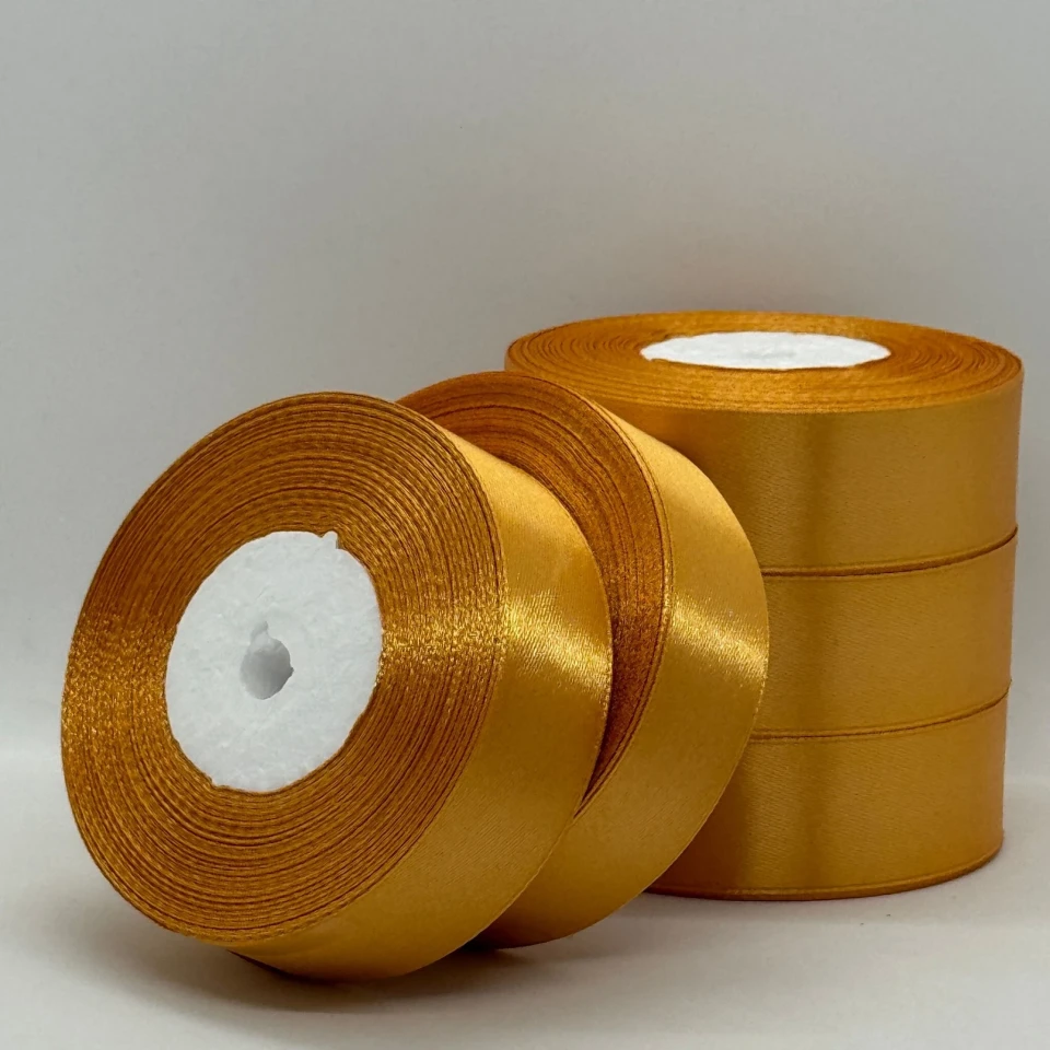 Стрічка атласна 2.5 см (5*36 ярдів), 157 жовто-оранжевий