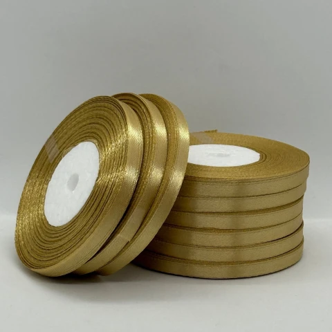 Стрічка атласна 0.6 см (10*36 ярдів), 186 золото