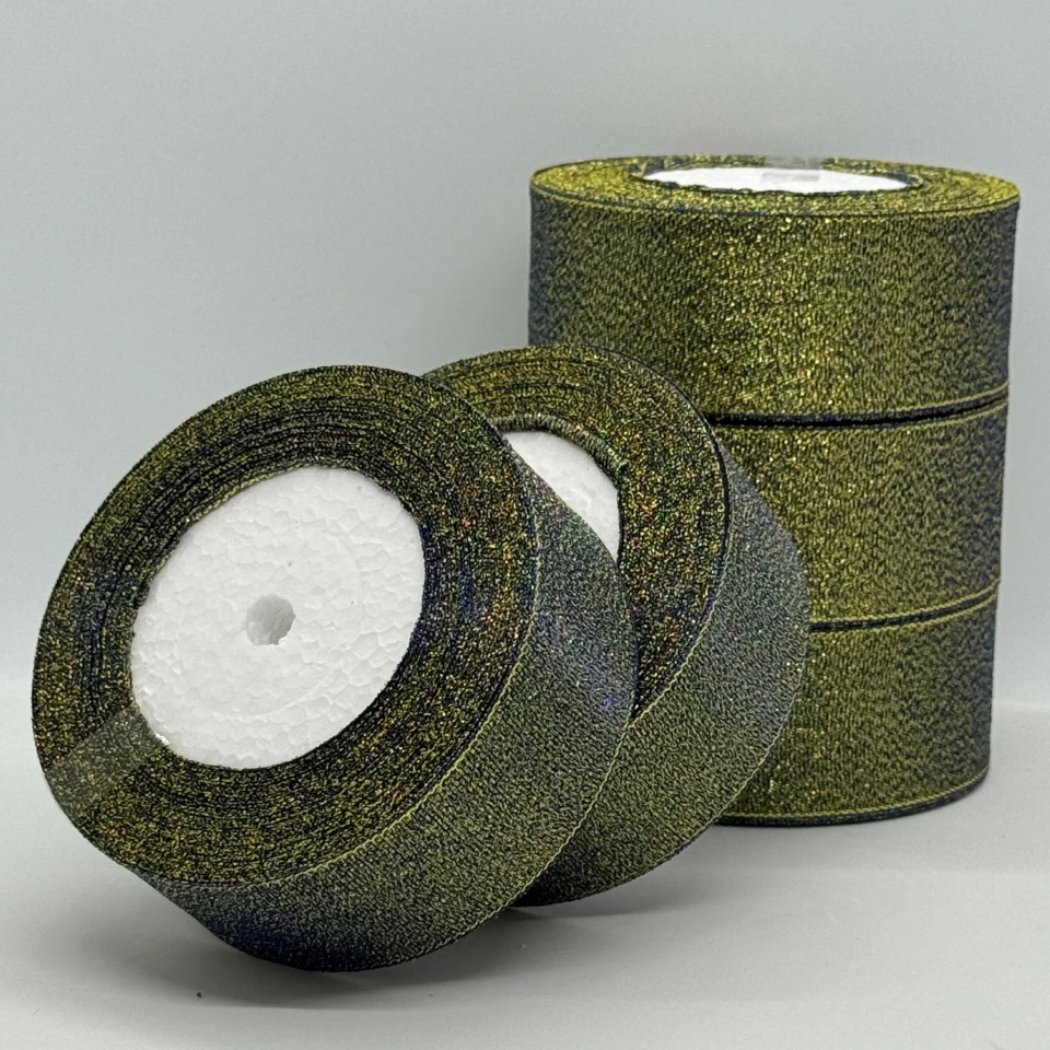 Тасьма парчева 4 см (5*25 ярдів/ 22,75 м.), 40 сосновий + золото