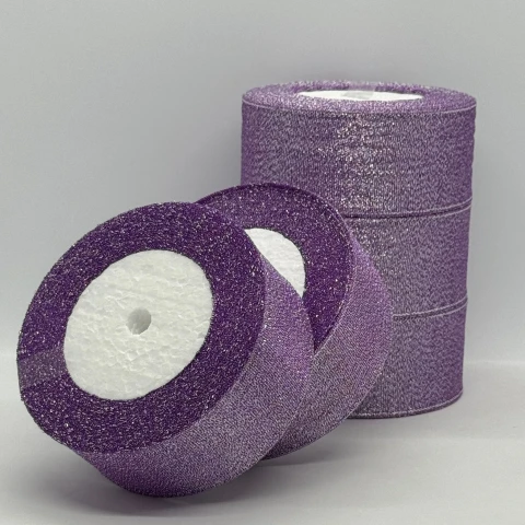 Тасьма парчева 4 см (5*25 ярдів/ 22,75 м.), 69 фіолетовий + срібло