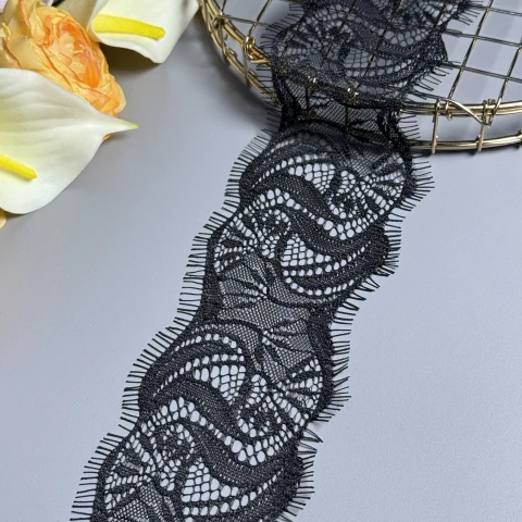 Мереживо французьке J73074 8 см. (10*3 м.), чорний