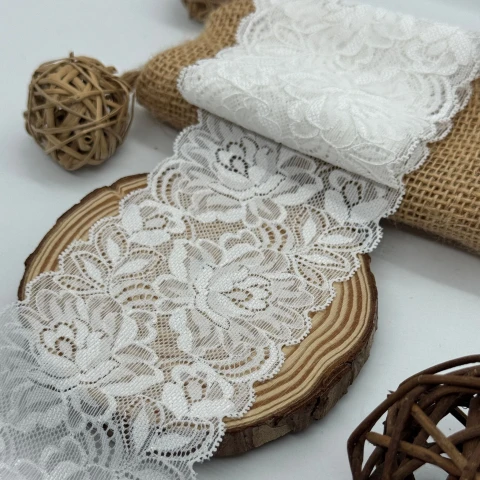 Мереживо стрейч B85019 (268 ярдів), білий