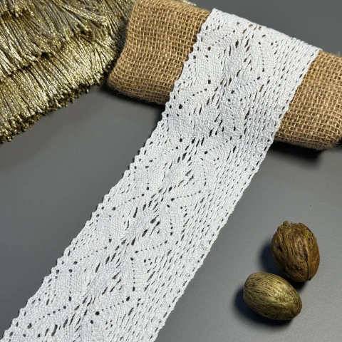 Мереживо макраме А6128 7,5 см.(50 ярдів/45,7 м), білий