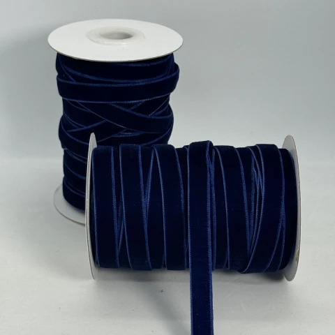 Стрічка оксамит 1 см (25 ярдів/22,75 м.), 52 темно синій