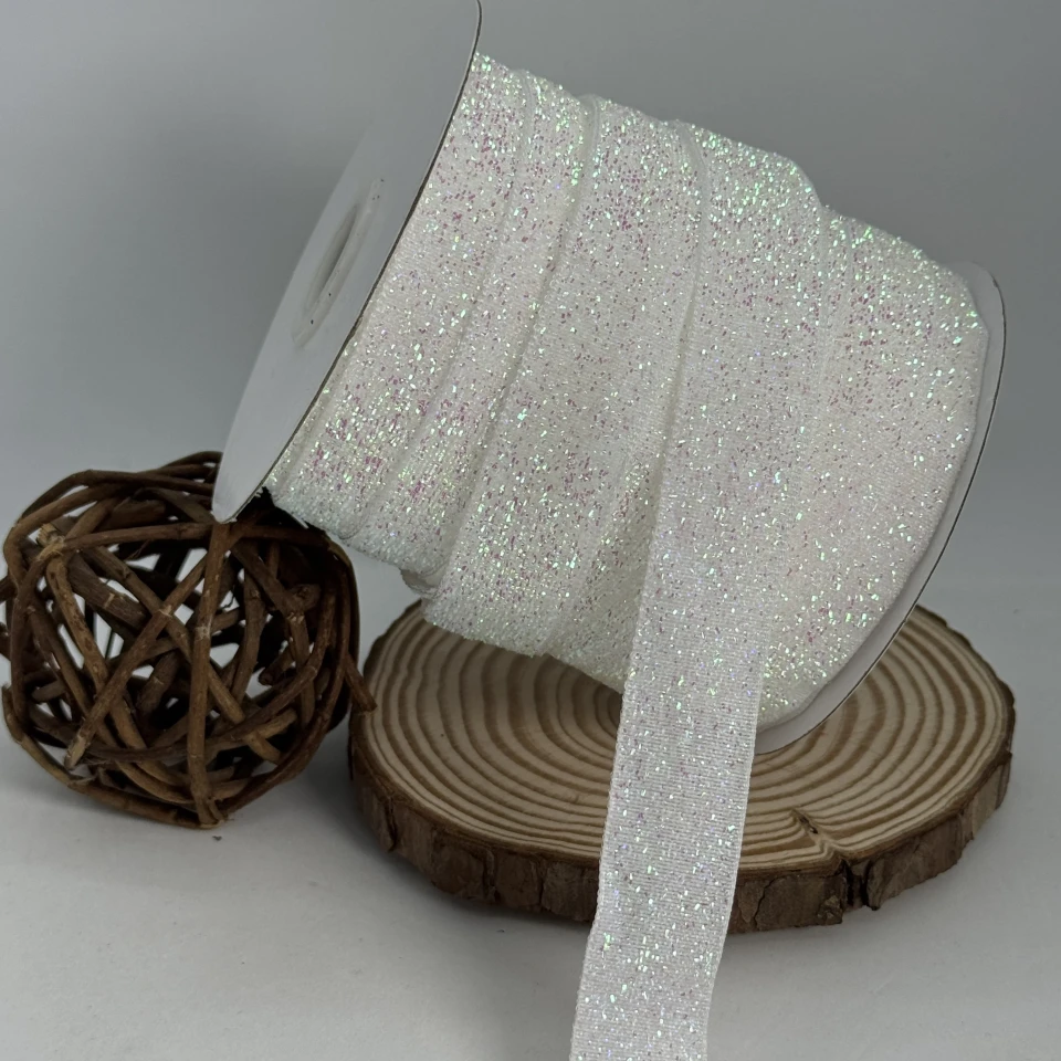 Лента бархатная парча люрекс 2 см (25 ярдов/22,75 м.), 28 белый АВ