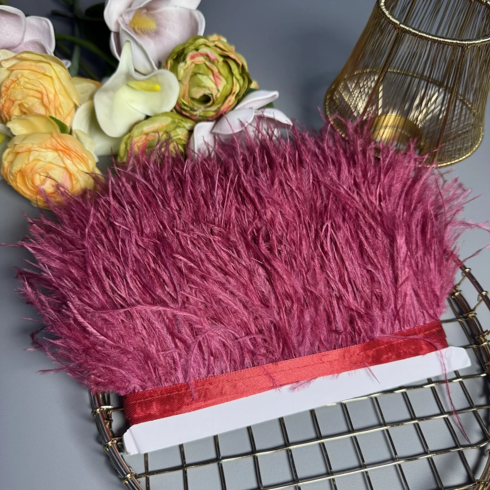 Перья на тесьме 7-10 см (10 метров), сливовый