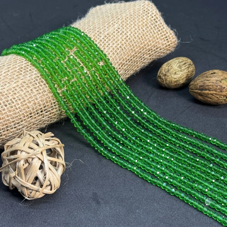 Хрусталь на нитці 4 мм (10*113 шт.), М026 зелена трава