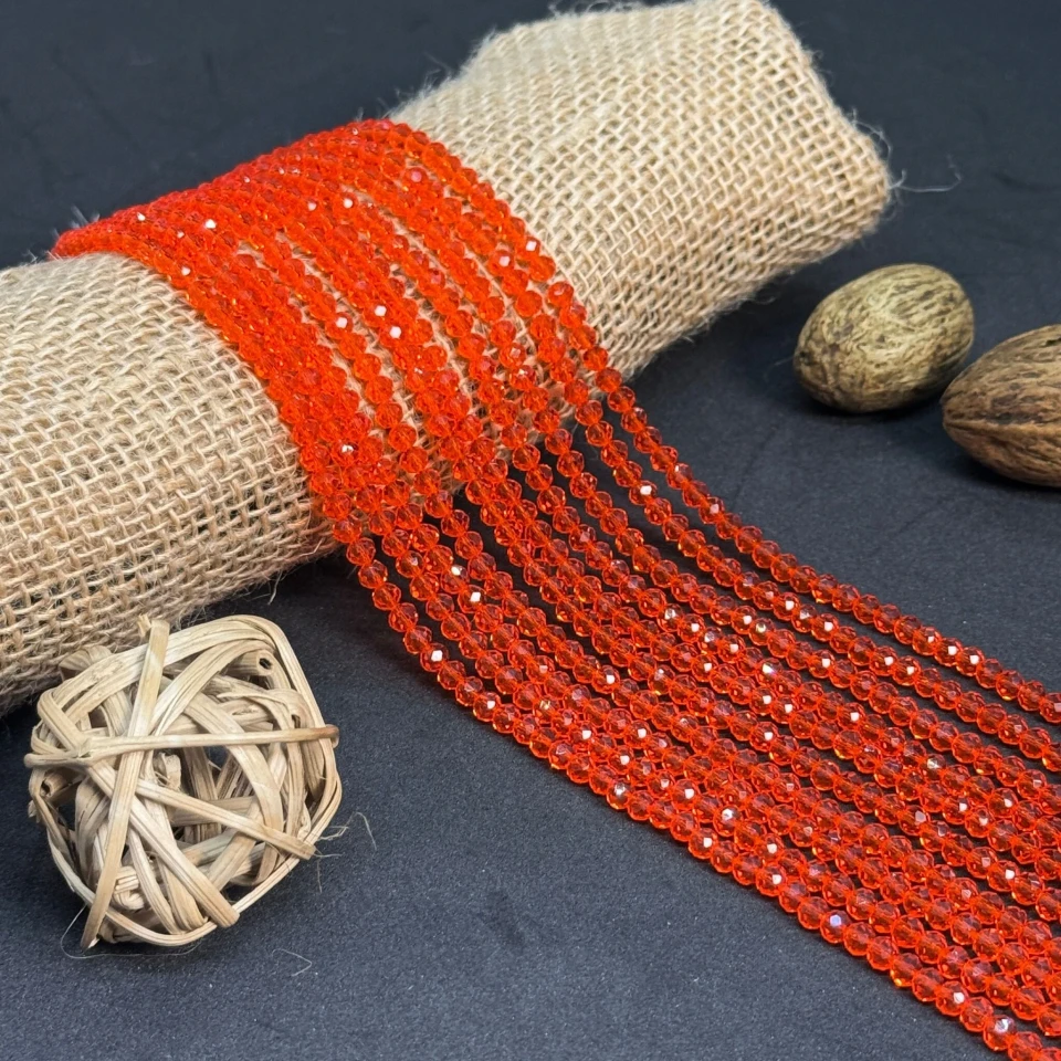 Хрусталь на нитці 4 мм (10*113 шт.), М131 помаранчевий