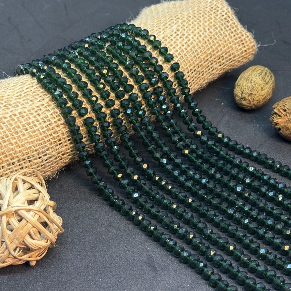 Хрусталь на нитці 6 мм (10*83 шт.), М027 зелена спаржа