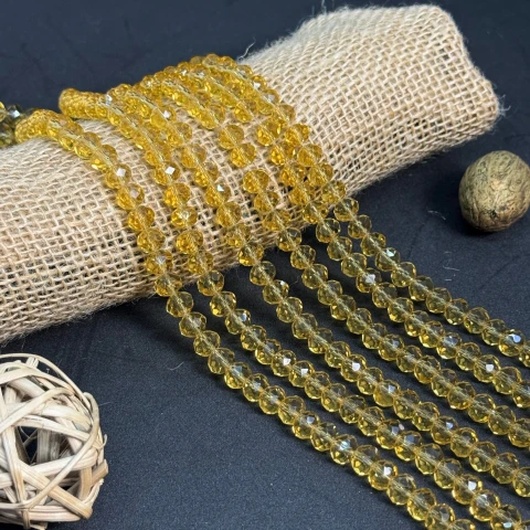 Хрусталь на нитці 8 мм (10*63 шт.), М028 жовтий янтарний