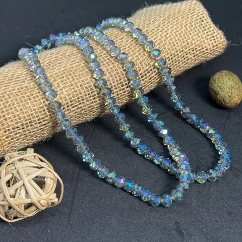 Хрусталь на нитці 8 мм (10*63 шт.), М098 сіро блакитний