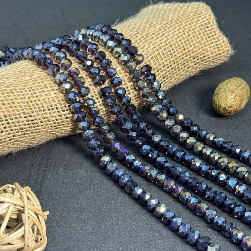 Хрусталь на нитці 8 мм (10*63 шт.), М138 чорно синій