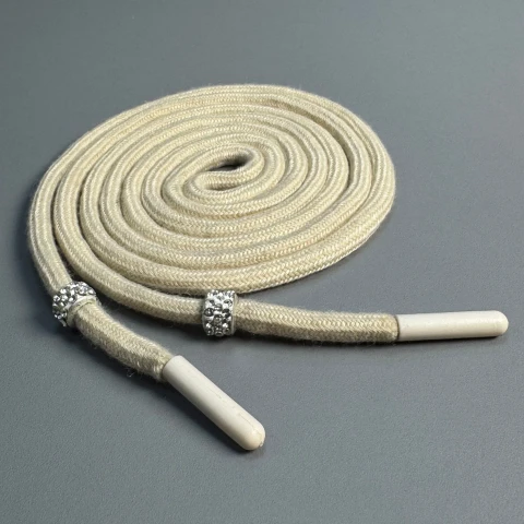 Шнурок в штани 2 бусіни (150 см), світло бежевий