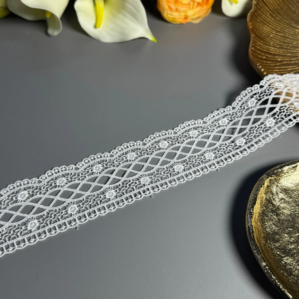Кружево полиэстер ВВ100375 5 см.(15 ярдов/13.5 м.), теплый белый