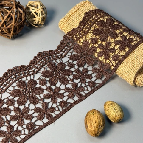 Мереживо поліестер 147 10 см.(19.8-20 метрів), коричневий (19.8 метрів)