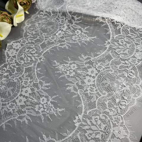 Мереживо французьке 60038 43 см. (10*3 м.), теплий білий