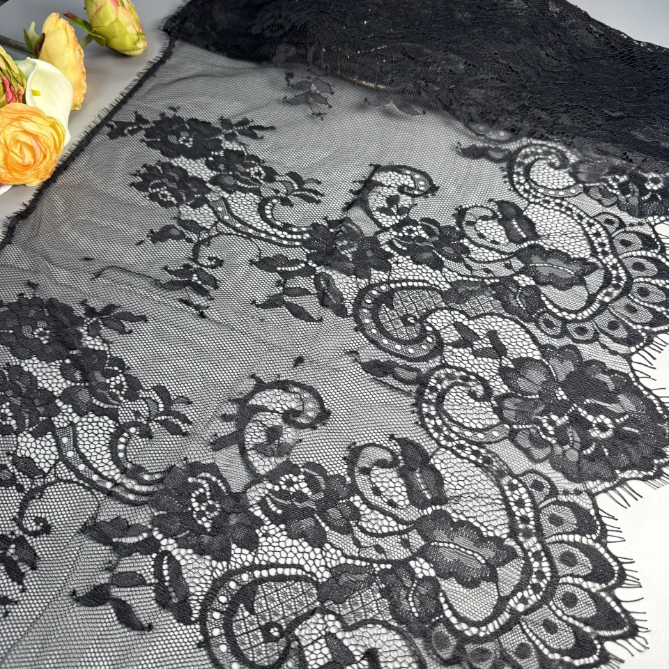 Мереживо французьке 60036 44 см. (10*3 м.), чорний