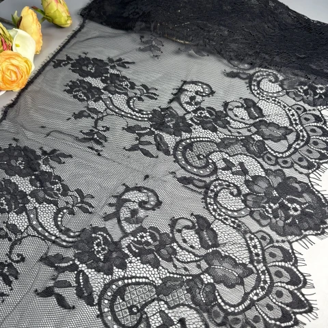 Мереживо французьке 60036 44 см. (10*3 м.), чорний