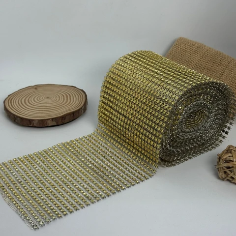 Тасьма пластикова імітація 24 ряда 12 см (10 ярдів/9,14 м.), золото