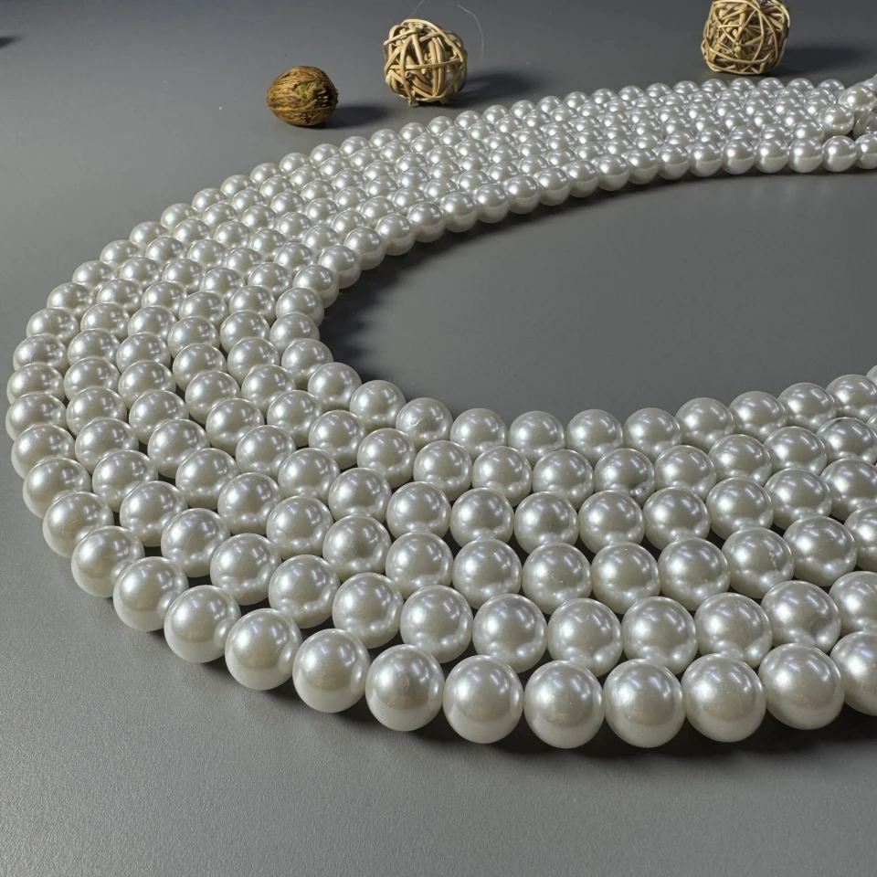 Перли на нитці 14 мм 1 кг, білий