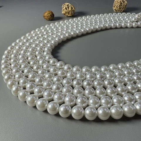 Перли на нитці 14 мм 1 кг, білий