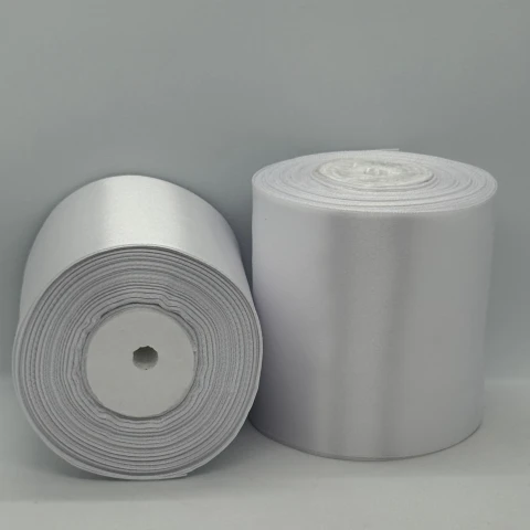 Стрічка атласна 10 см (2*36 ярдів), 01 білий