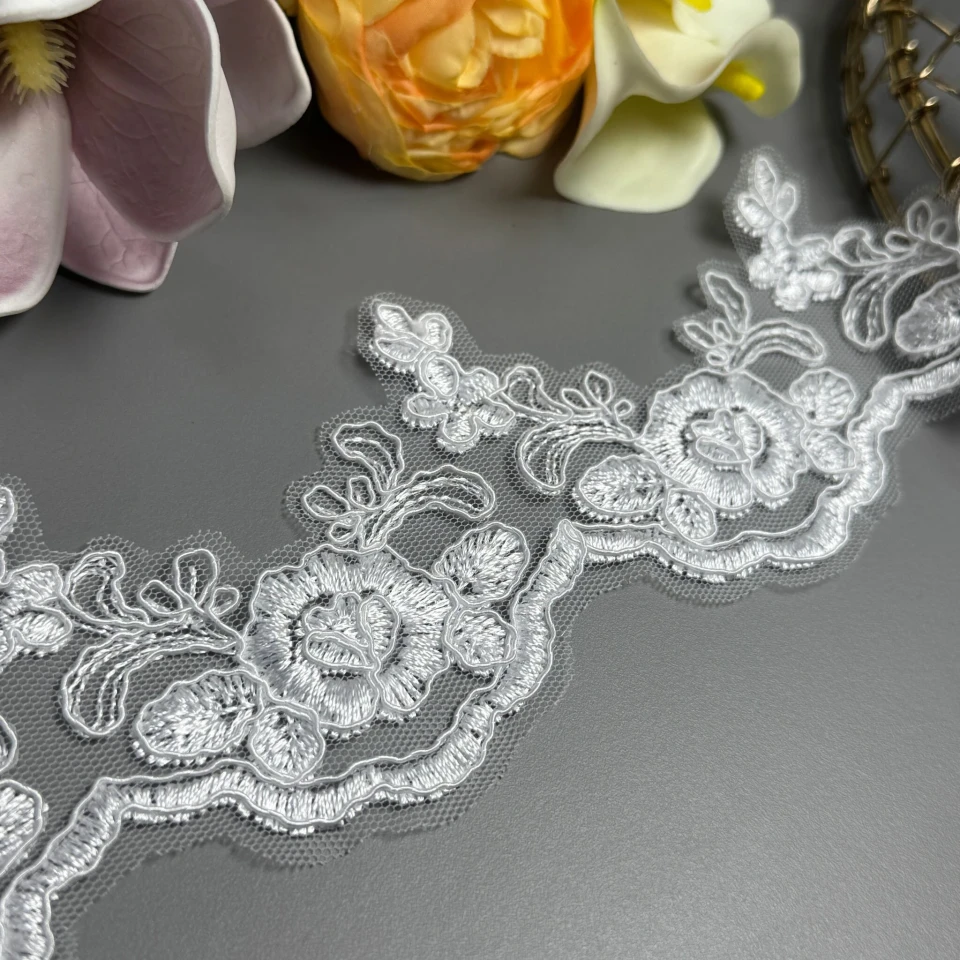 Мережево з кордовую ниткою Т600012 8 см.(16 ярд/14.6 м.), білий