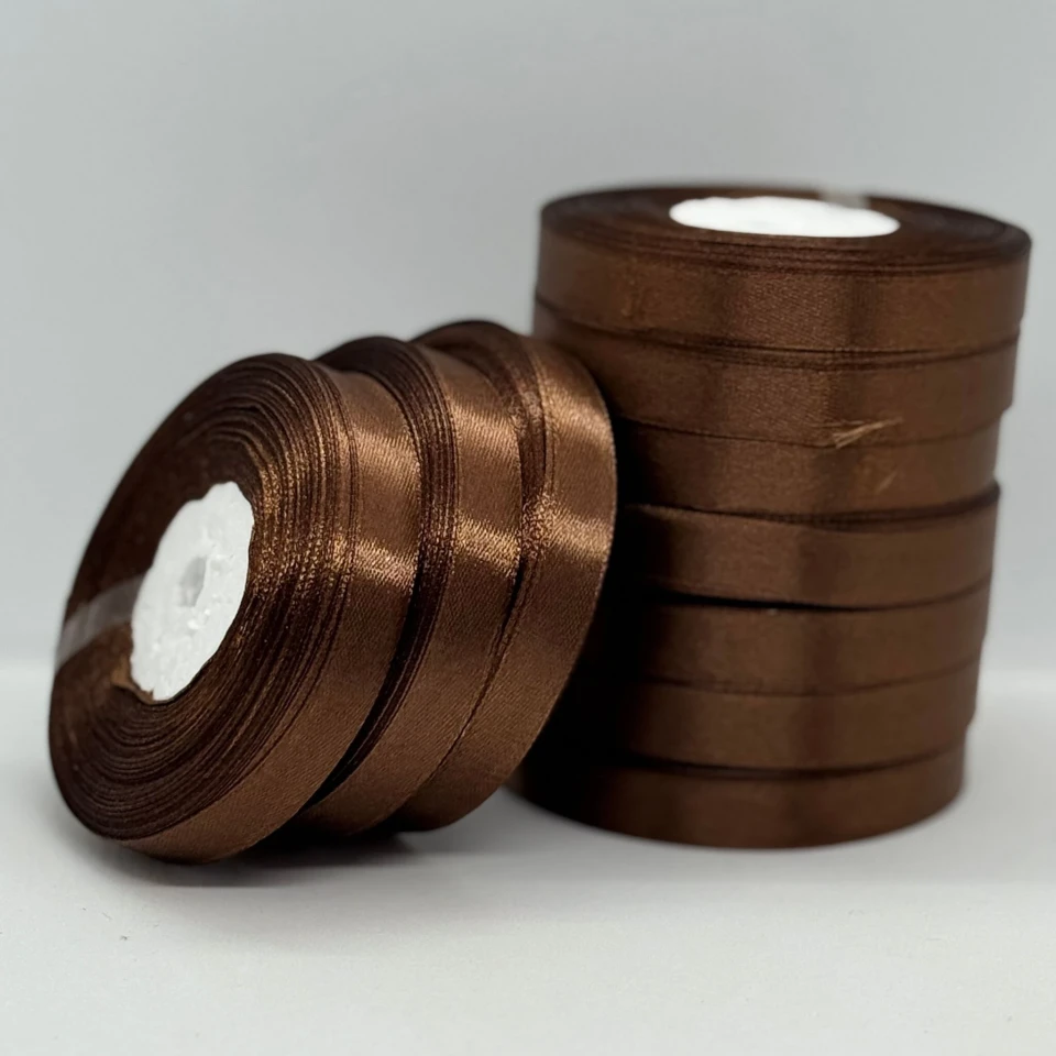 Лента атласная 1.2 см (10*36 ярдов), 31 тёмный коричневый