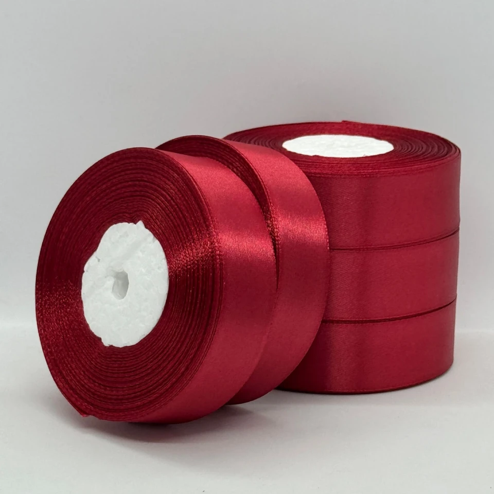 Стрічка атласна 2.5 см (5*36 ярдів), 33 темний червоний
