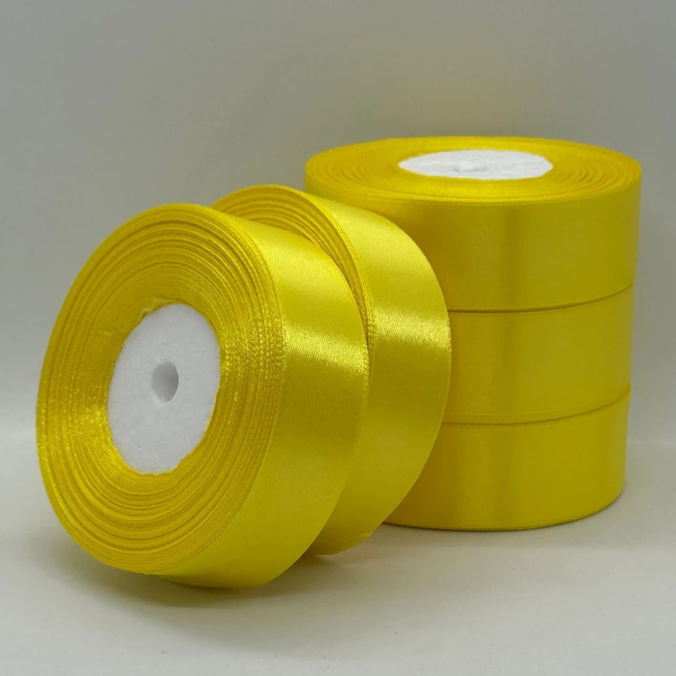 Стрічка атласна 2.5 см (5*36 ярдів), 143 світлий жовтий