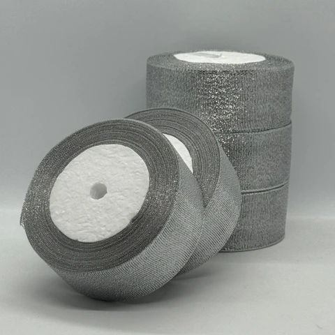 Тасьма парчева 4 см (5*25 ярдів/ 22,75 м.), срібло