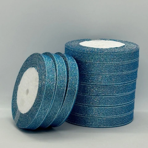 Тасьма парчева 1,2 см (10*25 ярдів/22,75 м.), 198 бірюза + срібло